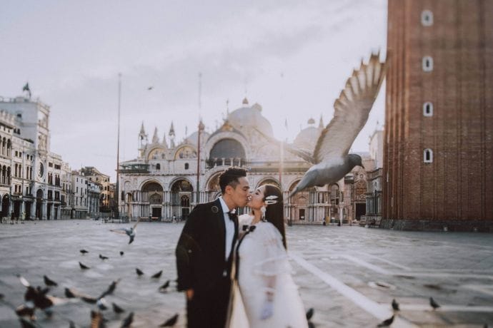best places weddings honeymoon engagement photos venice st marks square bell tower